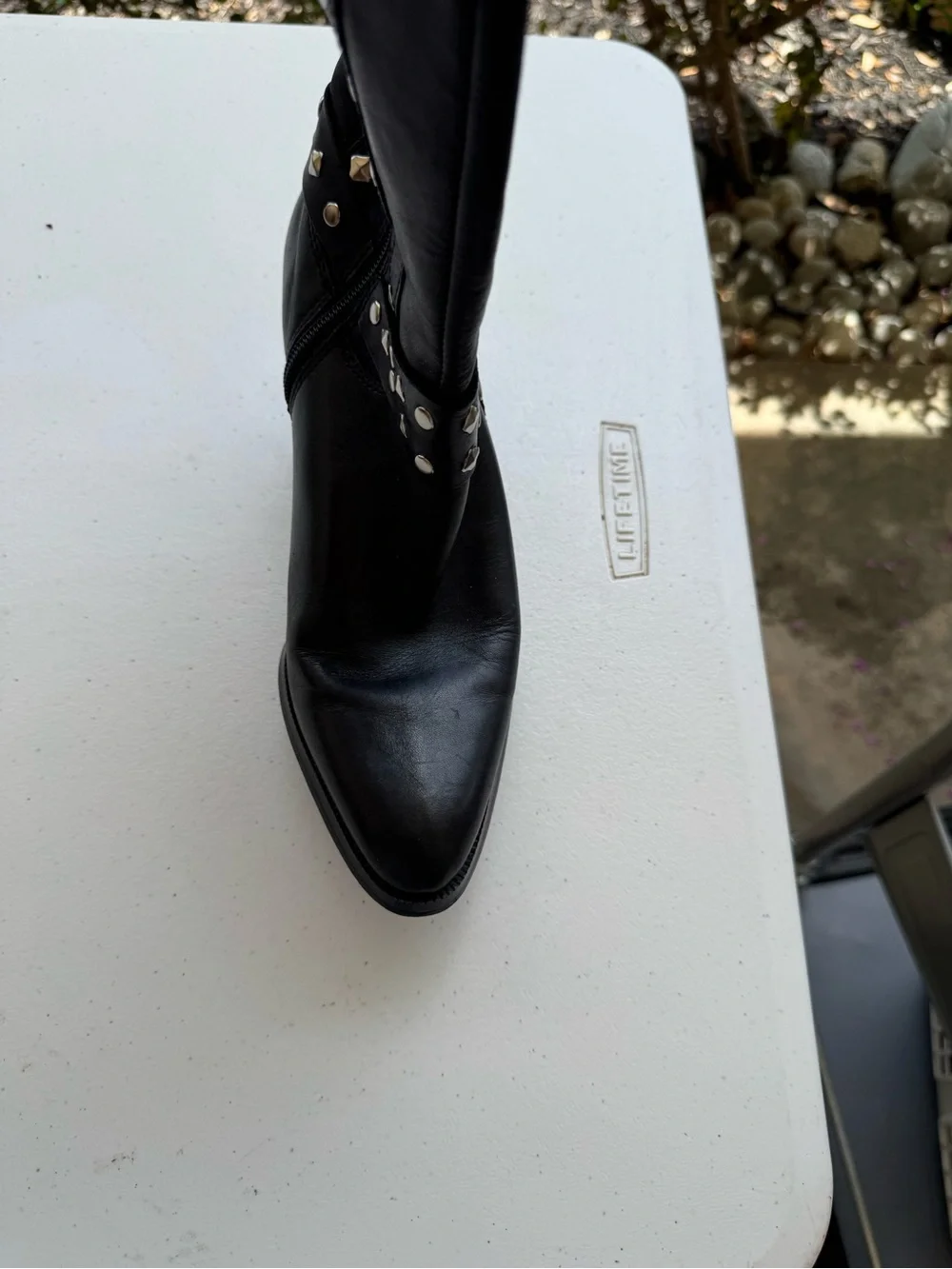 Harley-Davidson Black Studded Mid-Calf Block Heel Boots